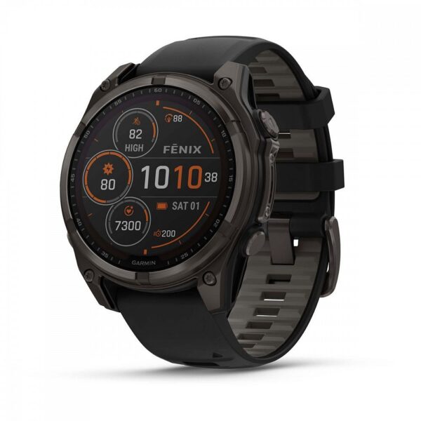 Умные часы премиум класса Fenix 8 47 mm, Solar Sapphire, Carbon Gray DLC Titanium with Black/Pebble Gray 010-02906-11