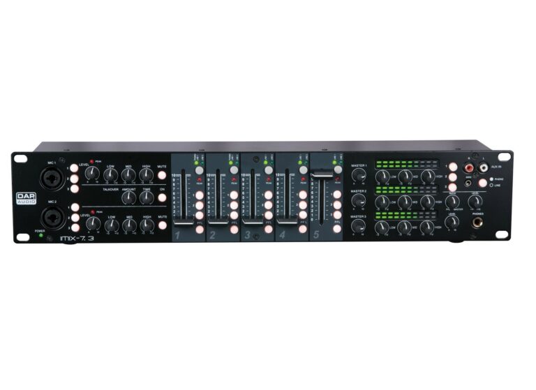 Зональный микшер DAP Audio IMIX-7.3, 3 зоны, 5 каналов, 19'', 2U, XLR 3pin / RCA, IN: 11x Line / 3x Phono, 2x Mic