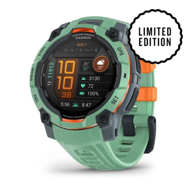 Умные часы Garmin Instinct 3 45мм, Тропический неон с силиконовым ремешком