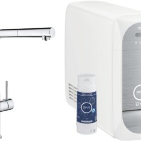 Стартовый комплект GROHE Blue Home (кухонный смеситель с функцией фильтрации, для газированной воды, Wi-Fi, выдвижной L-образный носик), хром, 31927001