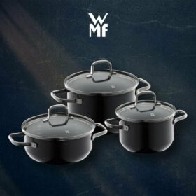 WMF Fusiontec Essential набор посуды 3 предмета кастрюли с крышками индукционные премиум керамика немецкое качество черный 0516925290