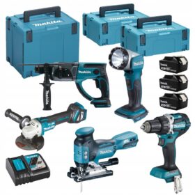 Makita Набор электроинструментов DLX5044TJ, 5 в 1, бесщеточный шуруповерт и УШМ, 3 аккумулятора 5.0 А ч