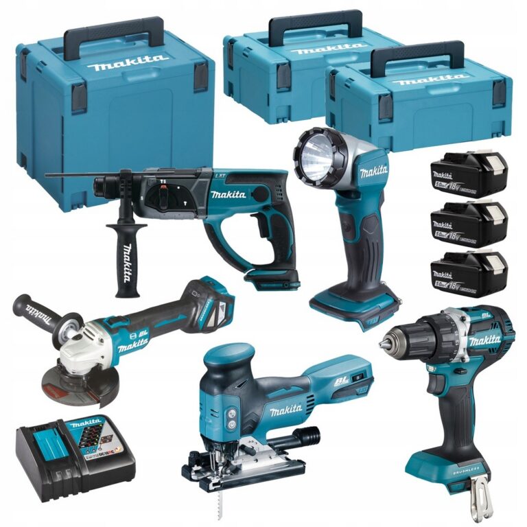 Makita Набор электроинструментов DLX5044TJ, 5 в 1, бесщеточный шуруповерт и УШМ, 3 аккумулятора 5.0 А ч