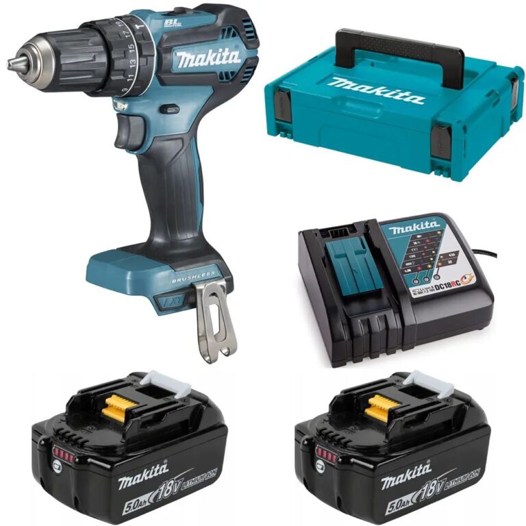 Дрель-шуруповерт аккумуляторная бесщеточная ударная Makita DHP485RTJ, 18 В Li 2x5 Ач