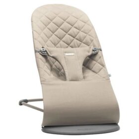BabyBjorn Bouncer Bliss Woven, Кресло-шезлонг для новорождённых, анатомическая поддержка, Sand Grey