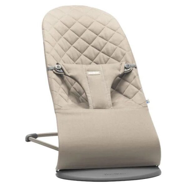BabyBjorn Bouncer Bliss Woven, Кресло-шезлонг для новорождённых, анатомическая поддержка, Sand Grey