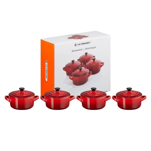 Набор кокотниц Le Creuset Mini Cocotte fire & flame Set с крышкой, 4 шт, 250 мл, красный