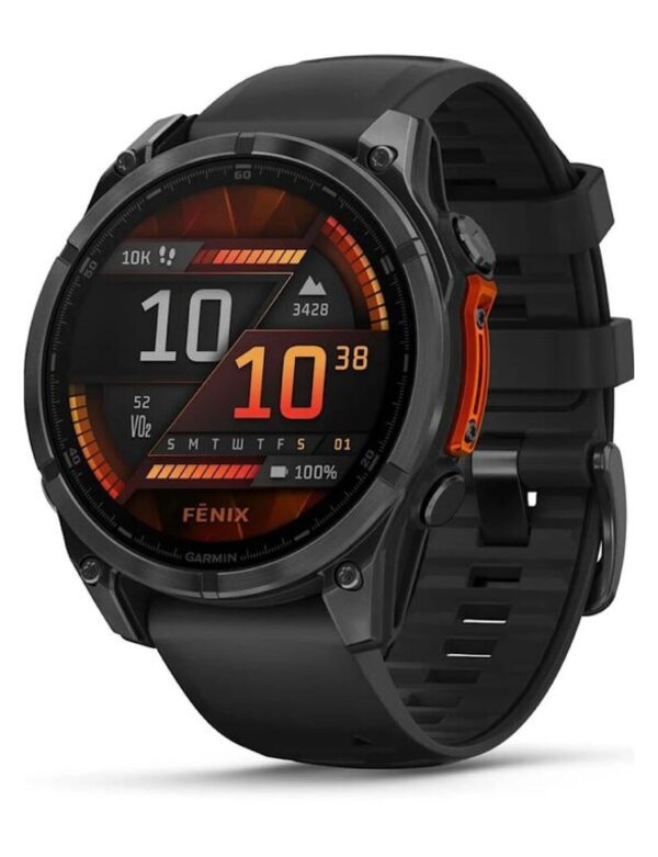 Умные часы Garmin Fenix 8, 47mm, AMOLED, Slate Gray with Black Silicone Band (010-02904-00)
