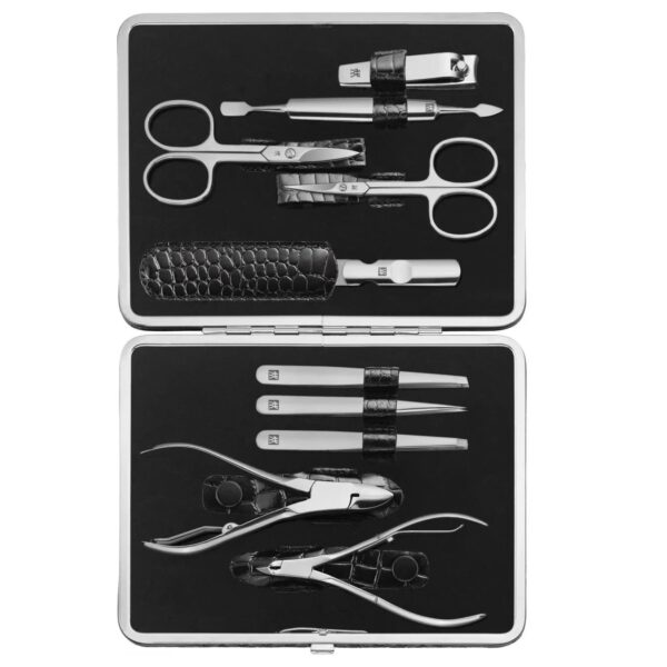 Маникюрный набор Zwilling INOX 10 предметов (97509-004), черный, отделка "крокодил"