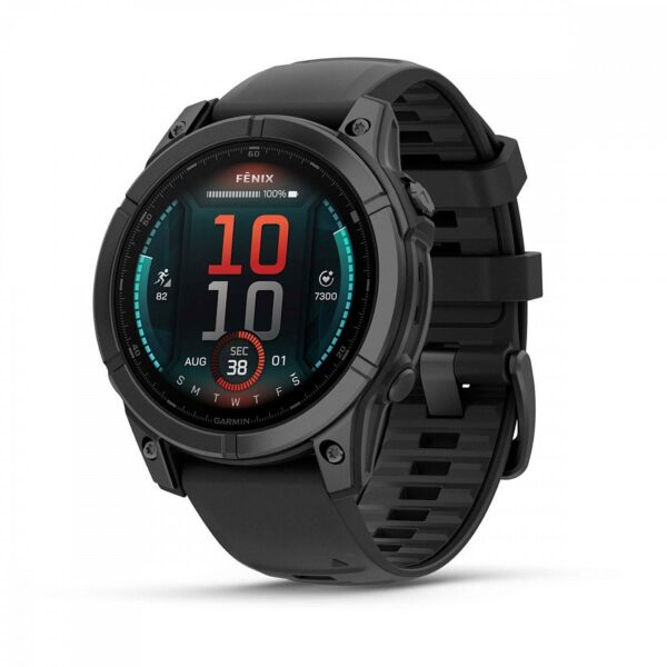 Смарт-часы Garmin Fenix E (010-03025-01), AMOLED серый безель, 47 мм, черный силиконовый ремешок