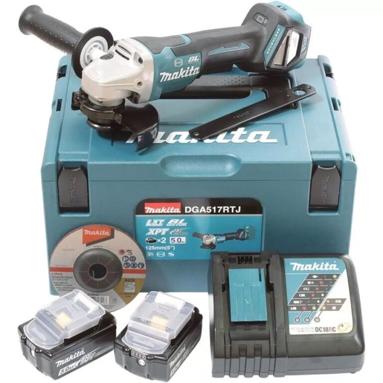 Угловая шлифмашинка Makita DGA517RTJ, бесщёточный двигатель, 125мм, 3000-8500об/мин