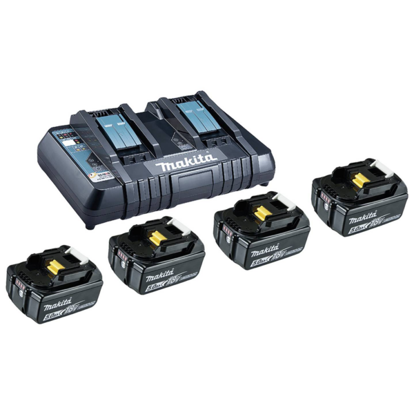 Аккумуляторный набор Makita Power Source-Kit Li 199483-0, 18 В / 5,0 Ач, 4 батареи и двойное зарядное устройство