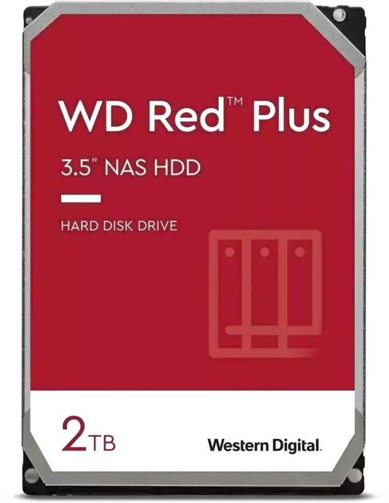 Внутренний жесткий диск WD (Western Digital) Red Plus 2 ТБ, 3.5", 5400 об/мин, SATA III 6 Гбит/с (WD20EFPX)